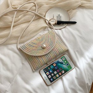 Bolso Bandolera de Paja Tejida para Mujer, Estilo Bohemio Color Caqui, con Cierre Magnético, para la Playa - Product Image 4