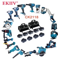 EKIIV Outils professionnels 18pcs en un Batterie 4,0 Ah 5,0 Ah 6,0 Ah 20V 21V makas lxt1500 Kit combo 15 outils 18 volts sans fil