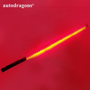 AUTODRAGONS Antenne flexible rouge de 0,9 mètre/3 pieds à 360 degrés avec lumière LED et drapeau jaune pour ATV UTV RZR - Product Image 2
