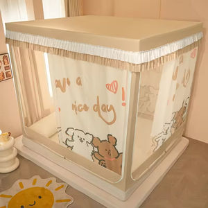 Nouvelle moustiquaire de luxe pour chambre d'enfant avec fermeture éclair anti-chute, support de lit double, moustiquaire de dessin animé, tente de lit double pour la maison - Product Image 5