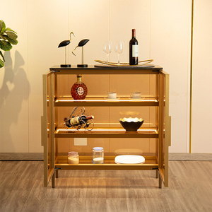 Mueble para Vinos de Alta Gama, Personalizado, de Aluminio Negro y Madera, Moderno, Independiente, de Esquina, con Puerta Única y Enfriador Integrado para Casa u Hotel - Product Image 4