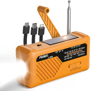 راديو للطوارئ مع كابلات شحن 3 في 1، مزود بـ 4 منافذ طاقة وبطارية AAA سعة 2000 مللي أمبير، يعمل بالتدوير اليدوي والطاقة الشمسية مع إنذار SOS ومصباح يدوي وراديو تنبيهات NOAA - Product Image 1