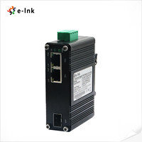 12-48V DC giriş 2 Port 1000M PoE + 1 Port 100 1000M SFP endüstriyel sınıf Gigabit 30W PoE medya dönüştürücü
