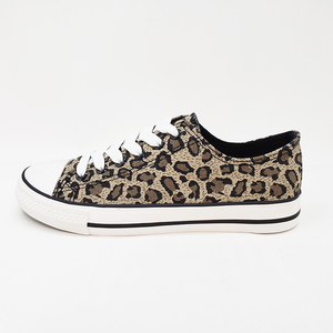 Vulcanizados de mujer lienzo putas low top planas Zapatos <span class=keywords><strong>Zapatillas</strong></span> de deporte de encaje leopardo impreso - Product Image 1