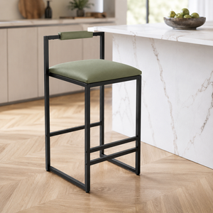 <span class=keywords><strong>Tabouret</strong></span> <span class=keywords><strong>de</strong></span> <span class=keywords><strong>bar</strong></span> haut élégant au design moderne, revêtement <span class=keywords><strong>vert</strong></span> <span class=keywords><strong>olive</strong></span>, structure en métal noir, pour restaurant, <span class=keywords><strong>tabouret</strong></span> <span class=keywords><strong>de</strong></span> <span class=keywords><strong>bar</strong></span> moderne - Product Image 1