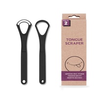 Raspador de lengua de acero inoxidable negro Cuidado bucal Limpieza Herramientas de higiene Limpieza de lengua Raspador de mal aliento