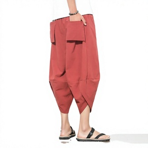 Pantalones de Algodón para Hombre, Diseño Personalizado, Casuales, con Cordón, Cintura Elástica Alta, Ligeros y Holgados - Product Image 1