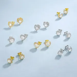 14K Vergulde Moissanite Oorknopjes Voor Vrouwen Mannen Meisje Cadeau S925 Sterling Zilver Moissanite Lab Gemaakt Diamanten Oorbel