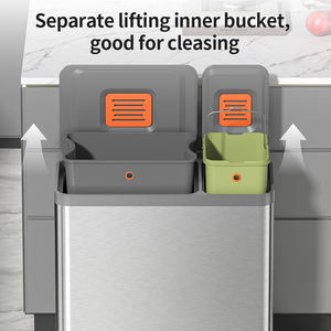 JAVA çöp kutusu ayak <span class=keywords><strong>pedal</strong></span>ı paslanmaz çelik mutfak geri dönüşüm çöp kutusu mekanizması geri dönüşüm kutusu - Product Image 6