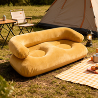 Sofá Inflable para Exteriores con Reposabrazos, Colchón Inflable Doble Aterciopelado, Sillón Inflable Casual para 2 Personas