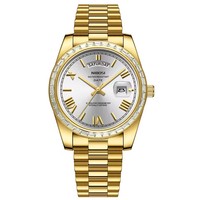 Montre-bracelet de luxe classique en acier inoxydable de haute qualité, avec logo personnalisé OEM, montre à quartz tendance pour hommes