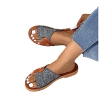Nouvelles sandales plates décontractées d'été en toile patchwork à brides croisées et bout ouvert pour femmes, idéales pour la plage et l'extérieur