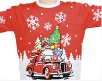 Pull en tricot pour homme FNJIA, tissu acrylique, pull de Noël, motif Père Noël, vêtements de fête, personnalisation OEM disponible