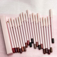 Crayon à lèvres rose en bois, logo personnalisé, végétalien, sans cruauté, fini mat, lisse, couleur marron, longue tenue