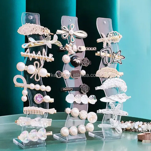 Soporte para accesorios de cabello acrílico en forma de L moderno soporte de exhibición de escritorio creativo para pinzas para el cabello flequillo otras herramientas de estilismo - Product Image 1
