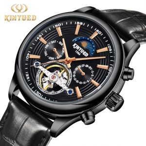 Montre mécanique pour homme KINYUED, mouvement automatique, bracelet en cuir, phase de lune, étanche 3BAR, affichage du calendrier hebdomadaire - Product Image 1