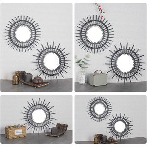 Bamboo Woven Round Wall <b>Mirror</b> Silver Lens Decorative <b>Hanging</b> <b>Mirror</b> For Home Living Room Entryway - Product Image 5