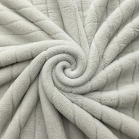Tissu en polaire corail jacquard à rayures verticales blanches unies, 100 % polyester, directement de l'usine, pour couvertures, oreillers et textiles de maison