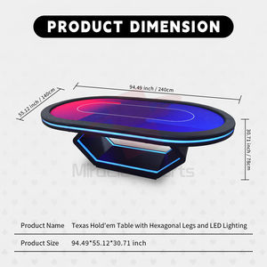 MGpta004 Table de <span class=keywords><strong>poker</strong></span> Texas Hold'em professionnelle de luxe moderne avec éclairage LED intégré, table de jeu de <span class=keywords><strong>casino</strong></span>, table de <span class=keywords><strong>poker</strong></span> de tournoi, tapis de <span class=keywords><strong>poker</strong></span> de taille compétition - Product Image 2