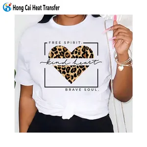 Hongcai konfeksiyon üreticisi özelleştirilmiş pamuklu tişört dtf baskılı tişört bayanlar boy t-shirt