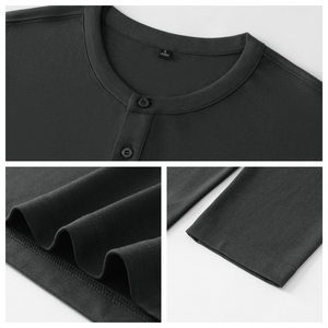 T-shirt de sport pour homme à séchage rapide, col boutonné, manches longues, décontracté, pour la course et l'entraînement, collection automne - Product Image 3