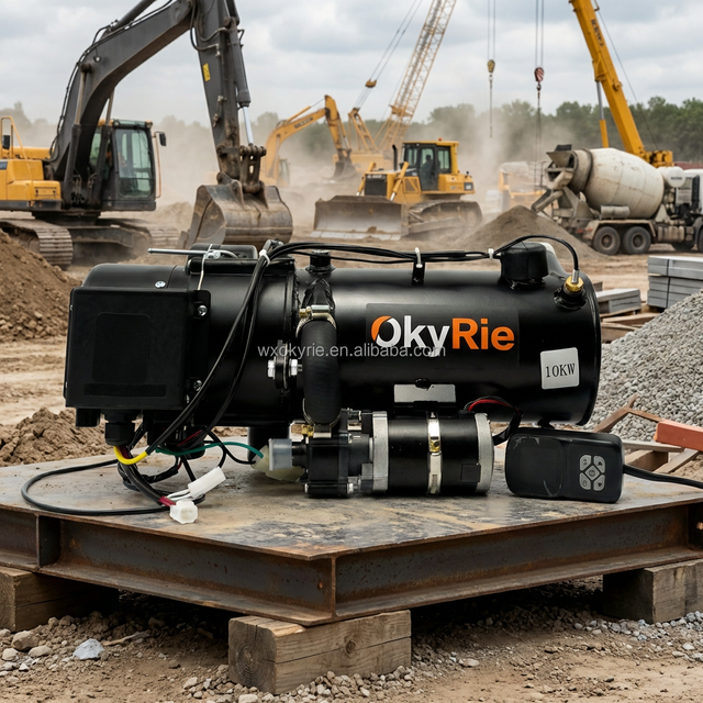 OkyRie 10KW Industrial Diesel Hydronic Heater 24V Anti-Vibration Engine Preheater for Excavator Crane Construction Machinery