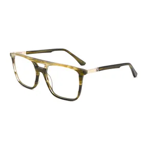 Meilleures ventes de lunettes à monture en acétate à double pont, cool et colorées, monture optique unisexe