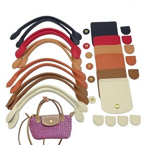 Kit de poignées et rabat <span class=keywords><strong>en</strong></span> <span class=keywords><strong>cuir</strong></span> PU pour sacs mini-dumpling, accessoires de remplacement DIY pour la fabrication de sacs fourre-tout, pochettes et articles faits main au crochet ou au tricot - Product Image 1