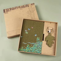Ensemble cadeau de bloc-notes A5 en papier recyclé à base de plantes, thé vert écologique, minimaliste, logo personnalisé, ensemble cadeau recyclable