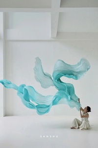 Installation suspendue en <span class=keywords><strong>organza</strong></span> dégradé turquoise, décoration de plafond à effet vague d'eau pour <span class=keywords><strong>mariage</strong></span> et événements - Product Image 2