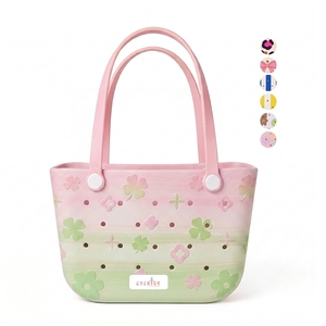 Hot Summer Fashion Croc Sac Avec Trous Étanche EVA Caoutchouc Silicone Ouvert Personnalisé pour Femmes Sac À Main EVA Sac Fourre-Tout - Product Image 1