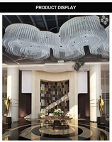 Lustre LED rectangulaire sur mesure en cristal haut de gamme pour hall d'hôtel, luminaire de plafond moderne pour plafonds hauts