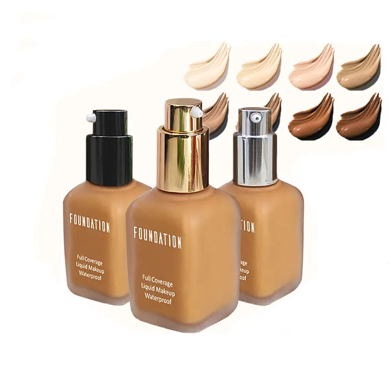 Merek Terbaik Bebas Minyak Pemakaian Lama Kosmetik Foundation Mewah Label Pribadi Foundation Makeup untuk Kulit Gelap