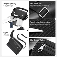 Sac messager à bandoulière en cuir PU pour hommes, imperméable, résistant à l'usure, léger, avec sangle réglable