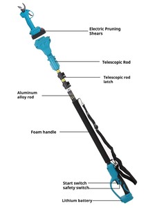 Personalizado 2.5m Elétrica Telescópica Rod Alto Ramo Poda Oliveira Árvores Frutas Pickers Extensão Pólo para Tesoura e Motosserras