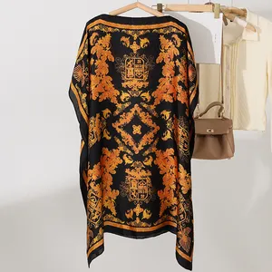 Nova Moda Plus Size Kaftan Vestido Sustentável Floral Impresso One-Piece Respirável Quick Dry Biquíni Cover-Up Adultos Praia