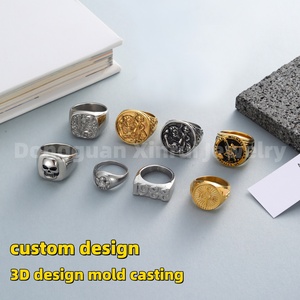 Anillos de Moda de Acero Inoxidable con Logotipo Grabado Personalizado para Hombre y Mujer, Anillo de Sello Redondo con Corazón, Anillo de Campeonato, Venta al por Mayor - Product Image 3