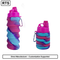 Gobelet pliable en silicone RTS, bouteille d'eau de voyage pliable, gobelet de camping portable, vente en gros