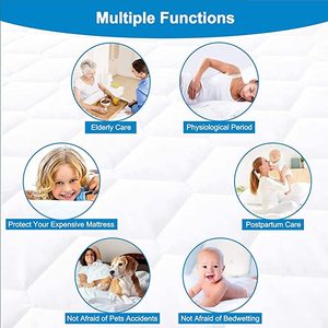 Lujosa alfombrilla de felpa impermeable para cama, Protector de colchón, cubierta impermeable 60 lisa de felpa, 100%, impermeable, color blanco, tejido de terciopelo - Product Image 3