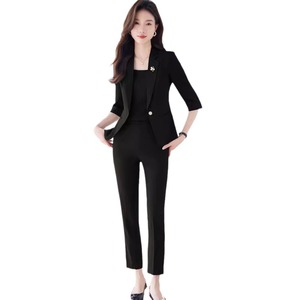 Women's Suit Set Summer Thin Three Quarter Sleeve Formal Wear Breathable Polyester Crepe Style - Product Image 5