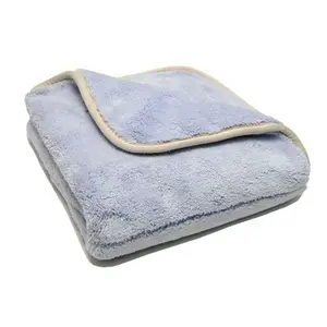 wholesale carcarez 300GSM 50x40cm Big Blue Plush Microfiber Drying Towel for Car Auto Detailing Buffing Cloth
