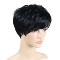 Perruques Courtes en Cheveux Humains en Gros, Coupe Pixie Droite, Perruques Brésiliennes pour Femmes Noires, Fabriquées à la Machine, Perruques Sans Colle Pas Chères