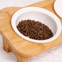 Support pour chat en bois haut de gamme à double bol, avec séparation pour aliments secs et humides, fabriqué au Shandong