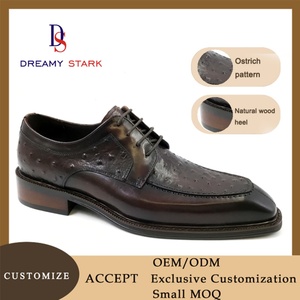 Chaussures pour hommes en cuir véritable à motif autruche, classiques, formelles, fabriquées à la main, avec logo personnalisé, design original, confortables, nouvelle collection automne-hiver - Product Image 2