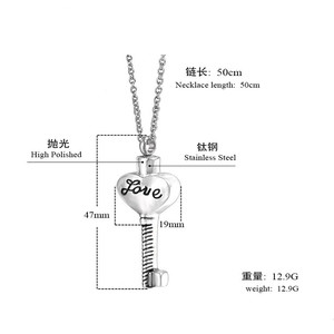 纪念纪念品钥匙火化骨灰项链饰品钛钢宠物骨灰盒吊坠 - Product Image 5