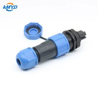 Connecteur d'alimentation étanche IP68 LD13, 2 broches, contact en laiton à vis, fixation sur panneau arrière, prise mâle, prise femelle, affichage LED extérieur