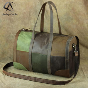Sac de voyage rétro Andong en cuir Crazy Horse, sacs à bandoulière en cuir de vachette véritable, sacs à main, bagages, sacs d'affaires avec surpiqûres - Product Image 1