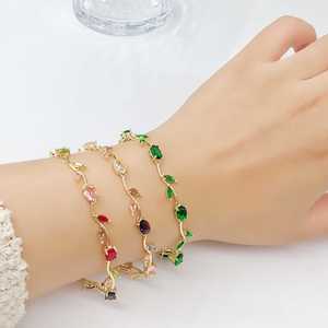 Bracelet pour femme en laiton plaqué <span class=keywords><strong>or</strong></span> et argent, style frais et charmant, micro-incrusté de zircon, motif branche irrégulière entièrement sertie de diamants - Product Image 3