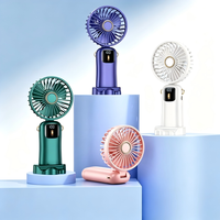 Ventilador de Escritorio Mini Portátil con Pantalla LED Inteligente, Recargable y Enchufable, con Cuatro Colores, Venta al Por Mayor de Fábrica