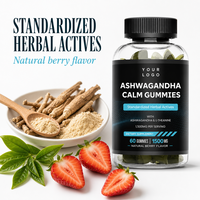 Gummies apaisantes personnalisées à l'Ashwagandha, formule à base de plantes, marque privée ODM, 60 unités